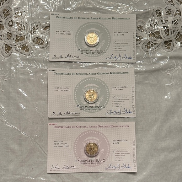 Other - 3 2008 Never circulated John Quincy Adams coins(two 2008 & one 2007 John Adams)